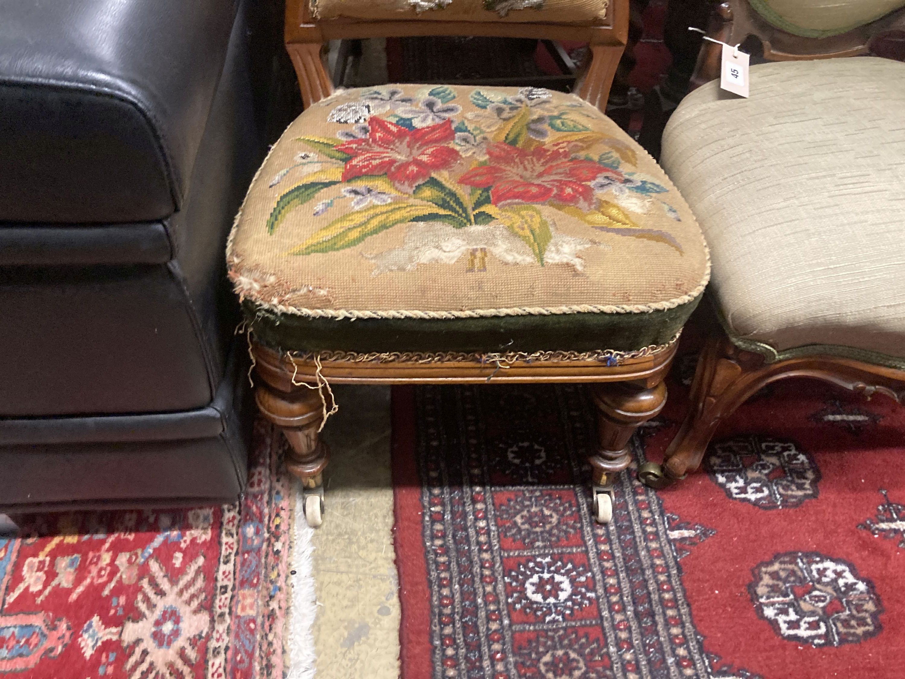 Two Victorian upholstered spoonback nursing chairs